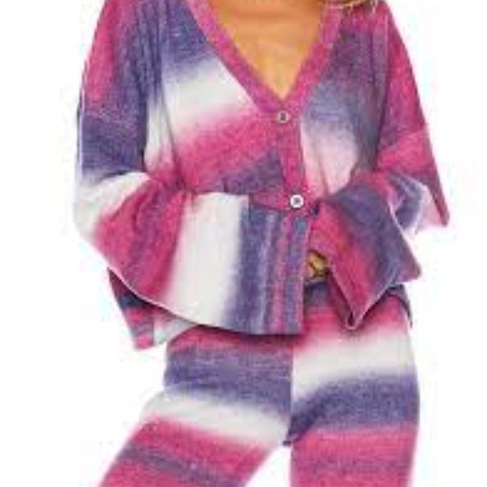 Beach Riot Women's Purple Judith Top Cardigan Sweater